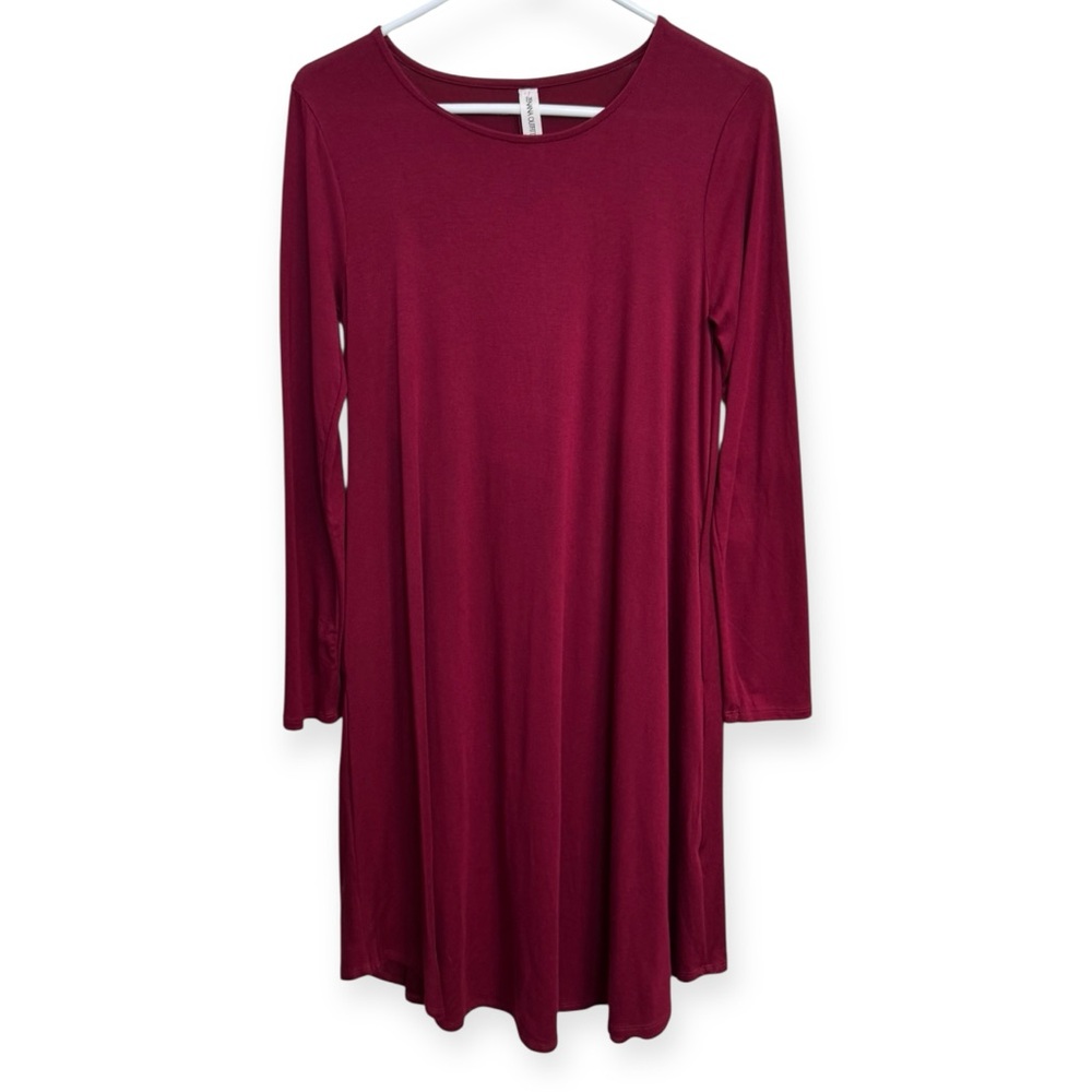 Zenana Outfitters Women’s Wine Long‎ Sleeve Dress Size M